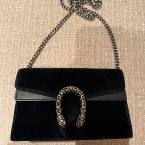 Gucci Black Velvet Mini Bag with Chain